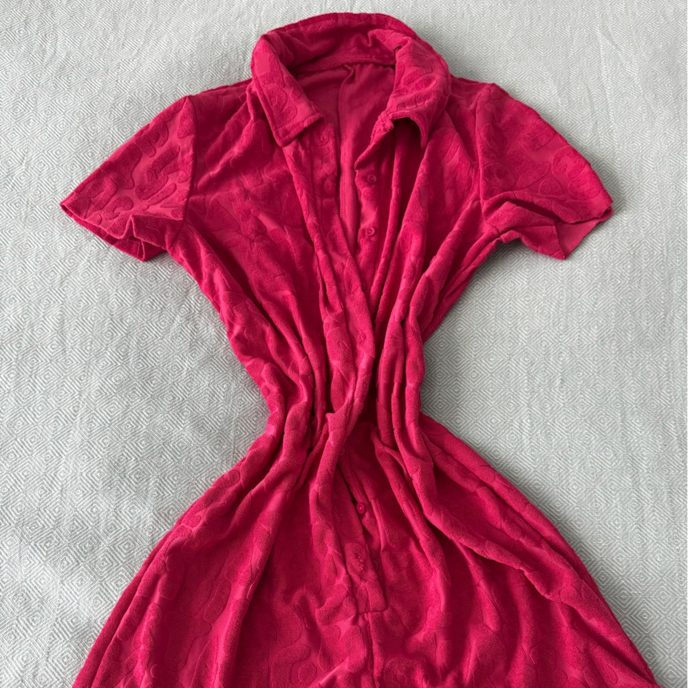Vibrant Fuschia Button-Up Romper